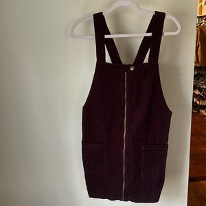 Purple corduroy overall dress
